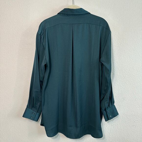 Banana Republic Teal Portofino Satin-like Button Down Shirt, Size S - Picture 4 of 9